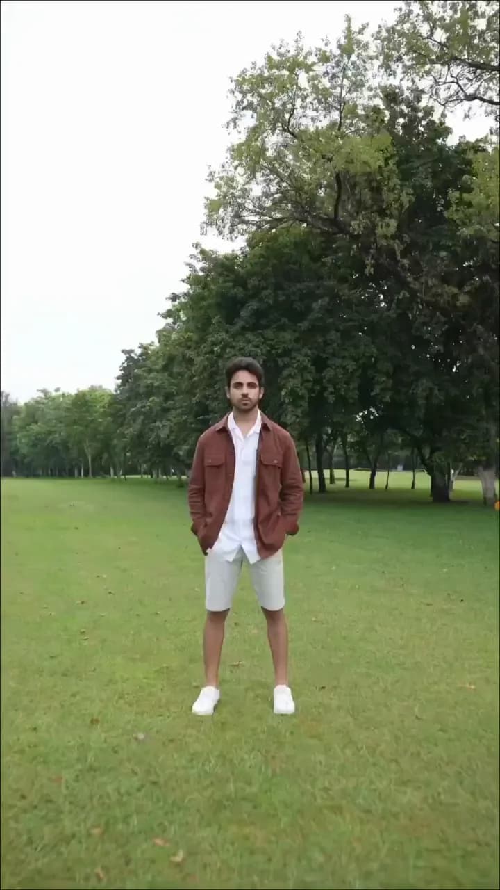 Summer menswear reel: park looks from a brown overshirt to a printed denim shirt