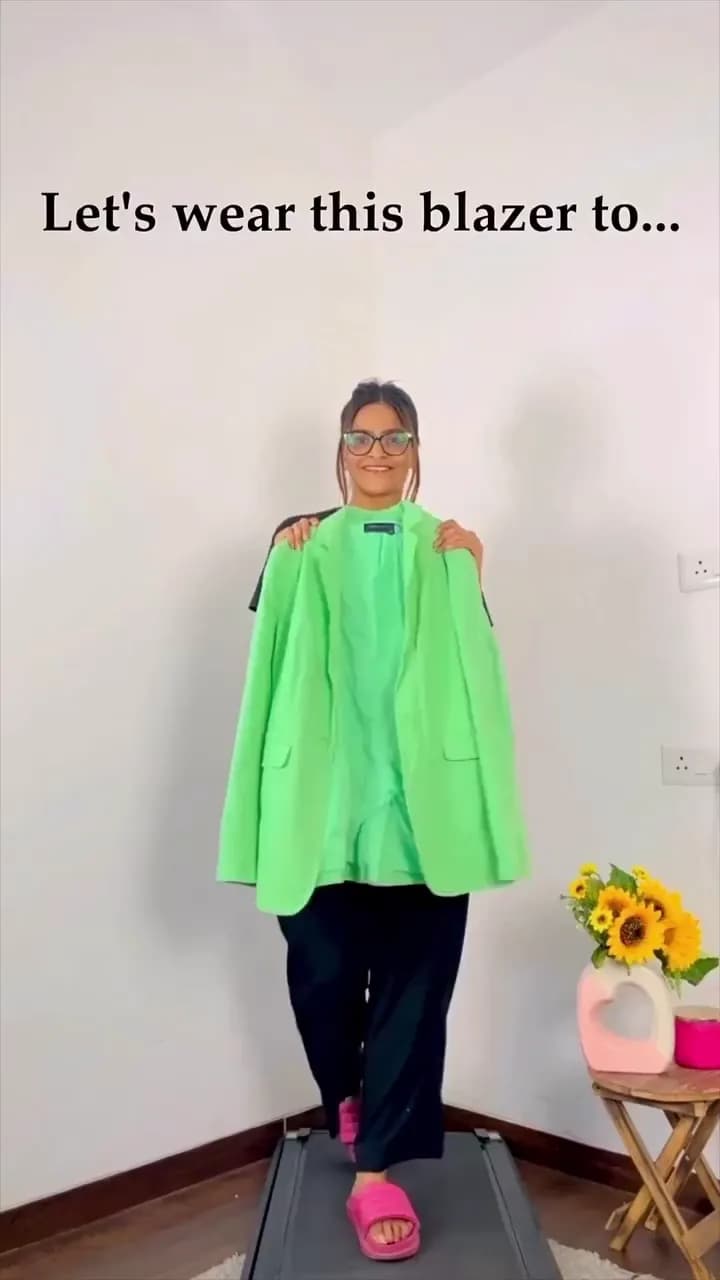 Blazer styling reel: one green blazer worn for brunch, corporate events and more